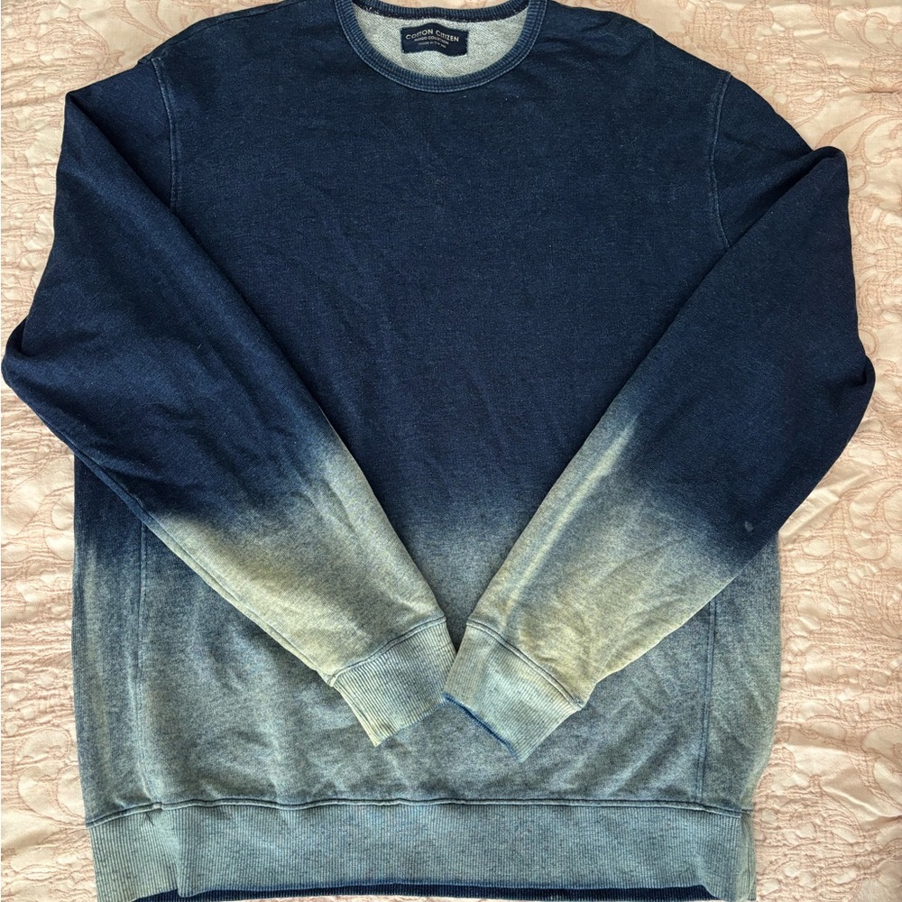 Cotton Citizen Men's Navy to Gray Ombre Crewneck Sweater